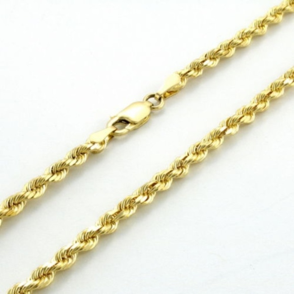 14k Gold Italian 4mm Diamond Cut Hollow Rope Chain 18" inches